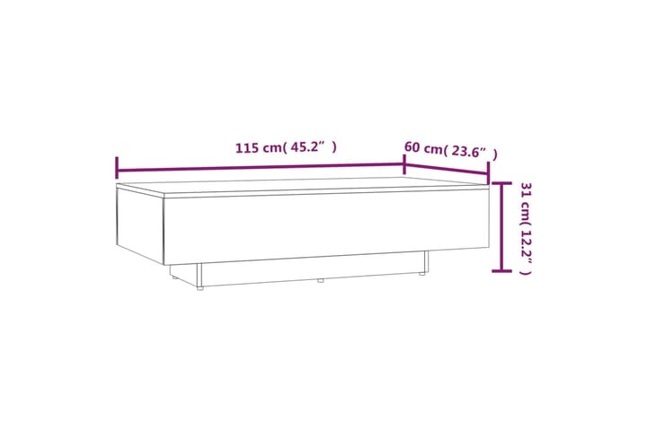 beBasic Sohvapöytä savutammi 115x60x31 cm tekninen puu - Ruskea - Huonekalut - Pöytä & ruokailuryhmä - Apupöytä & sivupöytä - Lamppupöytä