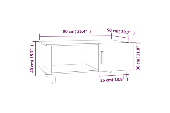 beBasic Sohvapöytä savutammi 90x50x40 cm tekninen puu - Ruskea - Huonekalut - Pöytä & ruokailuryhmä - Apupöytä & sivupöytä - Lamppupöytä