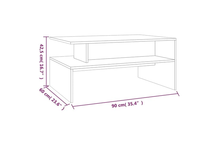 beBasic Sohvapöytä savutammi 90x60x42,5 cm tekninen puu - Ruskea - Huonekalut - Pöytä & ruokailuryhmä - Apupöytä & sivupöytä - Lamppupöytä