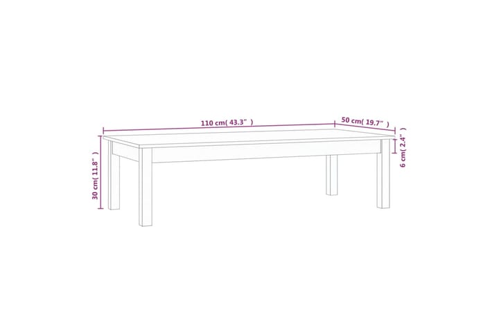 beBasic Sohvapöytä valkoinen 110x50x30 cm täysi mänty - Valkoinen - Huonekalut - Pöytä & ruokailuryhmä - Apupöytä & sivupöytä - Lamppupöytä