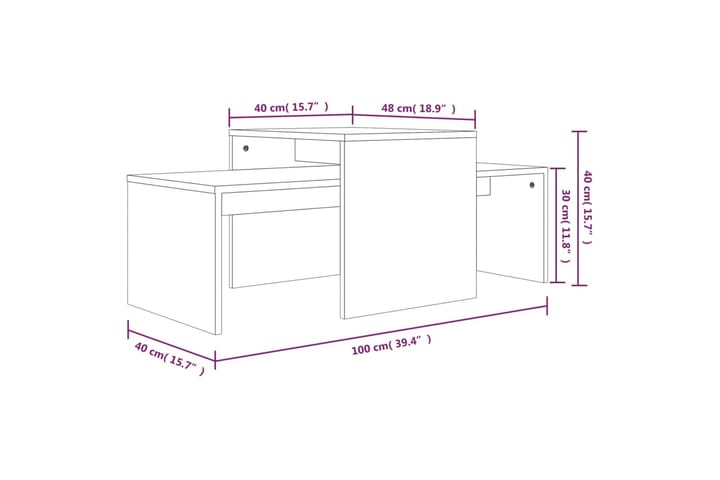 beBasic Sohvapöytäsarja harmaa Sonoma 100x48x40 cm tekninen puu - Harmaa - Huonekalut - Pöytä & ruokailuryhmä - Apupöytä & sivupöytä - Lamppupöytä