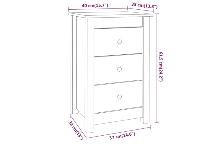 beBasic Yöpöydät 2 kpl 40x35x61,5 cm täysi mänty - Ruskea - Huonekalut - Pöytä & ruokailuryhmä - Apupöytä & sivupöytä - Yöpöytä