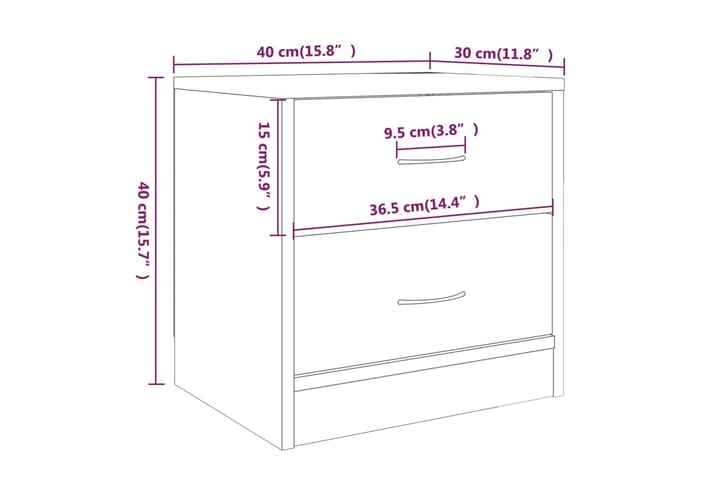 beBasic Yöpöydät 2 kpl harmaa sonoma 40x30x40 cm tekninen puu - Harmaa - Huonekalut - Pöytä & ruokailuryhmä - Apupöytä & sivupöytä - Yöpöytä