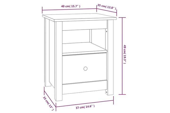 beBasic Yöpöytä 40x35x49 cm täysi mänty - Ruskea - Huonekalut - Pöytä & ruokailuryhmä - Apupöytä & sivupöytä - Yöpöytä