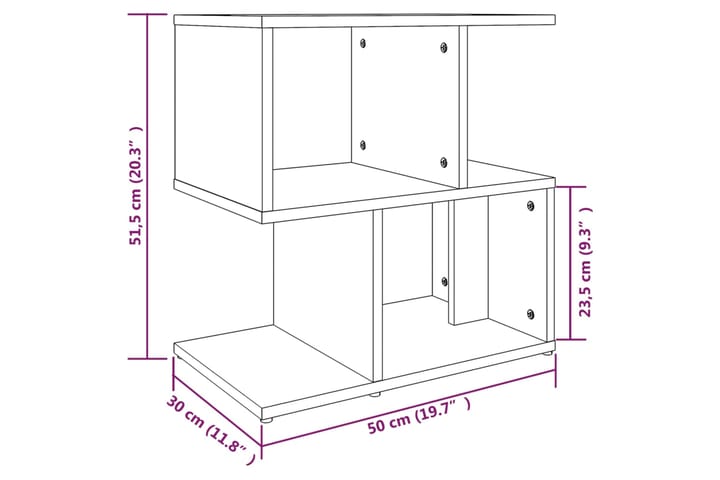 beBasic Yöpöytä harmaa Sonoma 50x30x51,5 cm tekninen puu - Harmaa - Huonekalut - Pöytä & ruokailuryhmä - Apupöytä & sivupöytä - Yöpöytä