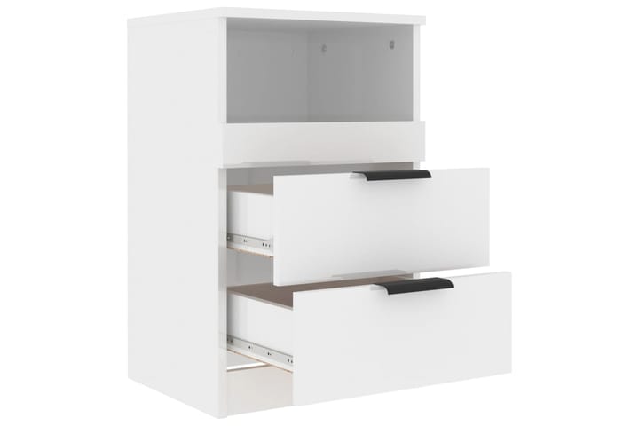 beBasic Yöpöytä korkeakiilto valkoinen tekninen puu - Valkoinen - Marmoripöydät - Yöpöytä - Kokoontaitettavat pöydät