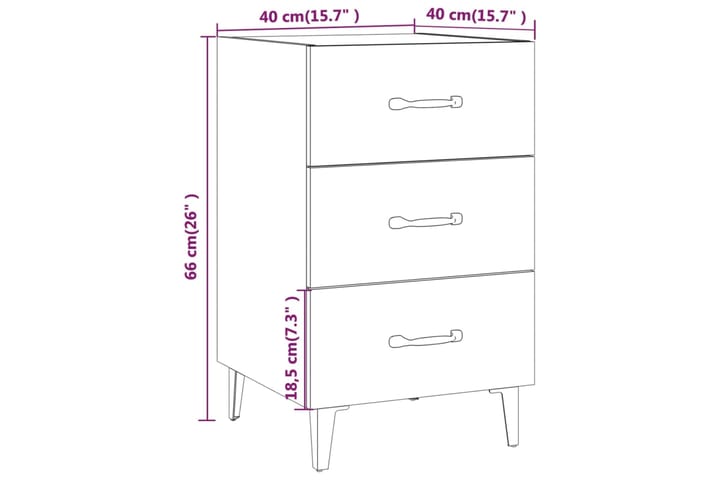 beBasic Yöpöytä savutammi 40x40x66 cm tekninen puu - Ruskea - Huonekalut - Pöytä & ruokailuryhmä - Apupöytä & sivupöytä - Yöpöytä