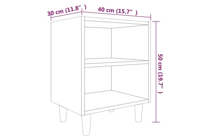 beBasic Yöpöytä täyspuujaloilla savutammi 40x30x50 cm - Ruskea - Yöpöytä