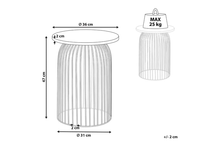 Ferron Sivupöytä 36 cm - Vaalea puu/Musta - Huonekalut - Pöytä & ruokailuryhmä - Apupöytä & sivupöytä - Tarjotinpöytä & pikkupöytä