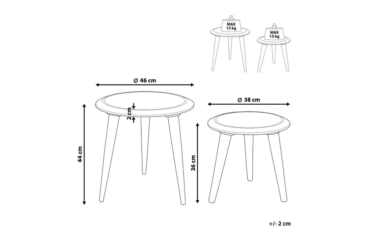 Fievel Pöytäsarja 46 cm - Tumma puu - Huonekalut - Pöytä & ruokailuryhmä - Apupöytä & sivupöytä - Sarjapöytä