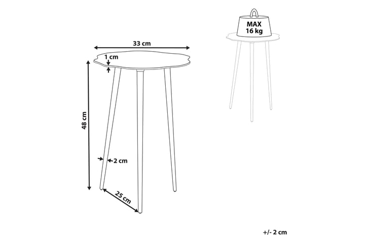 Frasier Sivupöytä 33 cm - Kulta/Musta - Huonekalut - Pöytä & ruokailuryhmä - Apupöytä & sivupöytä - Tarjotinpöytä & pikkupöytä