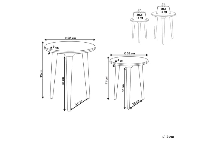 Garrett Pöytäsarja 45 cm - Harmaa - Huonekalut - Pöytä & ruokailuryhmä - Apupöytä & sivupöytä - Sarjapöytä