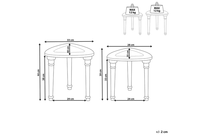 Gates Pöytäsarja 33 cm - Vaalea puu - Huonekalut - Pöytä & ruokailuryhmä - Apupöytä & sivupöytä - Sarjapöytä