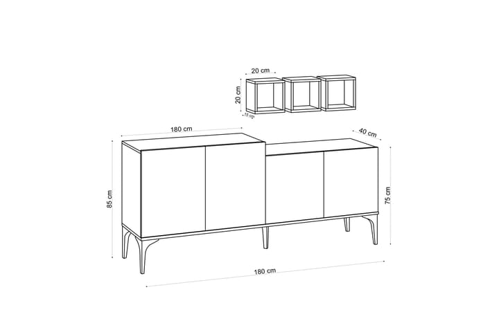 Apupöytä Magneda 180 cm - Sininen/Luonnonväri - Huonekalut - Pöytä & ruokailuryhmä - Apupöytä & sivupöytä - Konsolipöytä