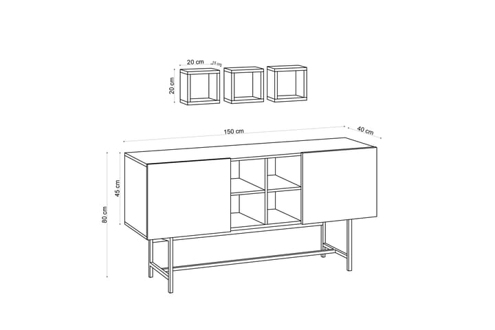 Apupöytä Odetta 150 cm - Sininen/Luonnonväri - Huonekalut - Pöytä & ruokailuryhmä - Apupöytä & sivupöytä - Konsolipöytä