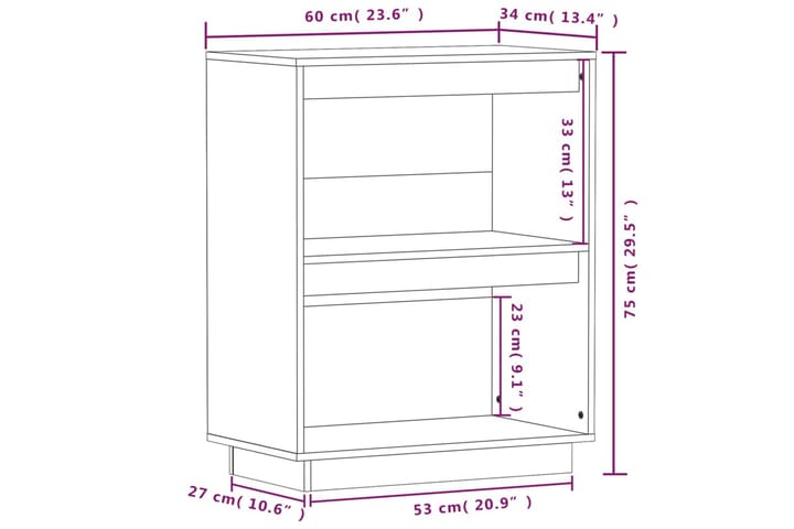 Konsolikaappi harmaa 60x34x75 cm täysi mänty - Harmaa - Huonekalut - Pöytä & ruokailuryhmä - Apupöytä & sivupöytä - Konsolipöytä