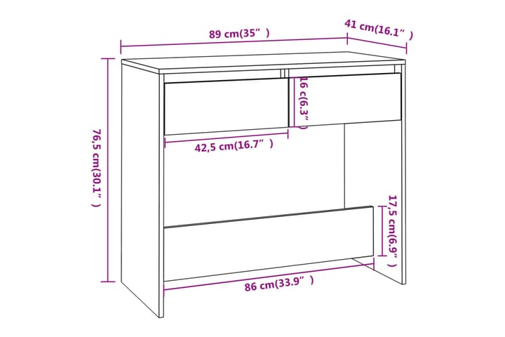 Konsolipöytä betoninharmaa 89x41x76,5 cm teräs - Harmaa - Huonekalut - Pöytä & ruokailuryhmä - Apupöytä & sivupöytä - Konsolipöytä