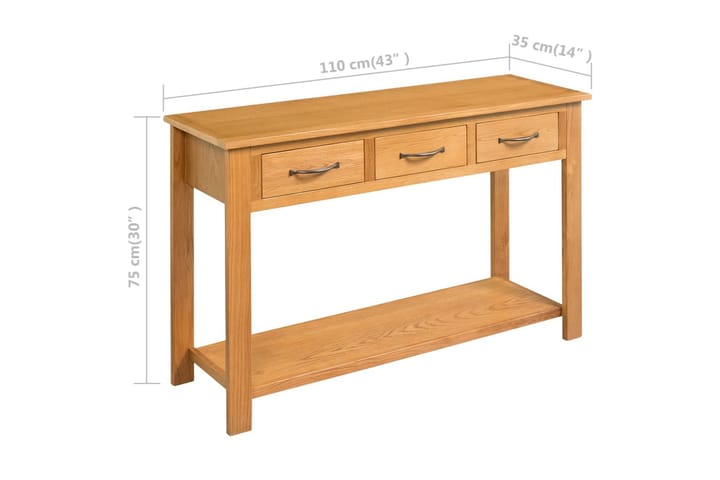 Konsolipöytä 110x35x75 cm täysi tammi - Ruskea - Huonekalut - Pöytä & ruokailuryhmä - Apupöytä & sivupöytä - Lamppupöytä