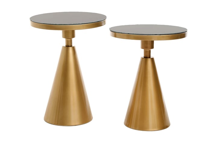 Sivupöytä Denisha Setti Pyöreä - Kulta - Tarjotinpöytä & pikkupöytä - Marmoripöydät - Lamppupöytä - Peilipöytä - Kokoontaitettavat pöydät