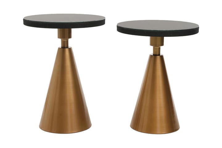 Sivupöytä Denisha Setti Pyöreä - Kulta/Musta - Tarjotinpöytä & pikkupöytä - Marmoripöydät - Lamppupöytä - Peilipöytä - Kokoontaitettavat pöydät