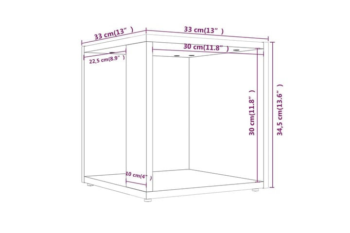 Sivupöytä harmaa Sonoma 33x33x34,5 cm tekninen puu - Harmaa - Huonekalut - Pöytä & ruokailuryhmä - Apupöytä & sivupöytä - Lamppupöytä