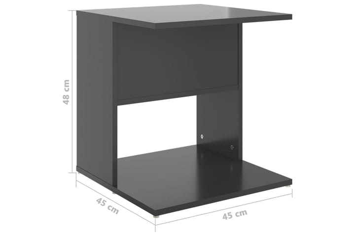 Sivupöytä korkeakiilto harmaa 45x45x48 cm lastulevy - Harmaa - Huonekalut - Pöytä & ruokailuryhmä - Apupöytä & sivupöytä - Lamppupöytä