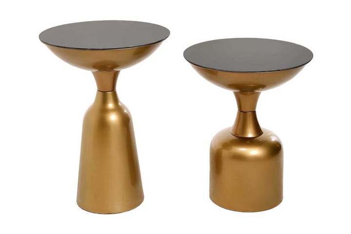 Sivupöytä Maner Setti Pyöreä - Kulta - Tarjotinpöytä & pikkupöytä - Marmoripöydät - Lamppupöytä - Peilipöytä - Kokoontaitettavat pöydät