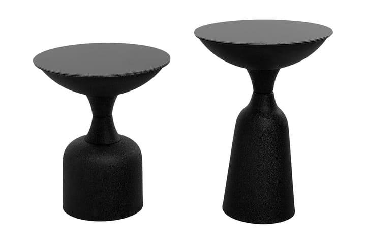Sivupöytä Maner Setti Pyöreä - Musta - Tarjotinpöytä & pikkupöytä - Marmoripöydät - Lamppupöytä - Peilipöytä - Kokoontaitettavat pöydät