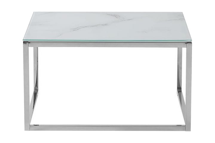 Sarjapöytä Breancon 60 cm Marmorikuvio - Valkoinen/Hopea - Sarjapöytä - Sohvapöytä