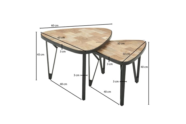 Sarjapöytä Clanton 60 cm Kolmikulmainen - Ruskea/Musta - Huonekalut - Pöytä & ruokailuryhmä - Apupöytä & sivupöytä - Sarjapöytä