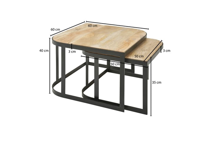 Sarjapöytä Clanton 60 cm - Ruskea/Musta - Huonekalut - Pöytä & ruokailuryhmä - Apupöytä & sivupöytä - Sarjapöytä