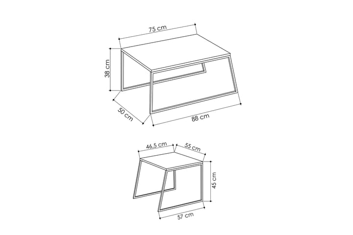 Sarjapöytä Lindome 88 cm 2 pöytää - Valkoinen - Huonekalut - Pöytä & ruokailuryhmä - Apupöytä & sivupöytä - Sarjapöytä