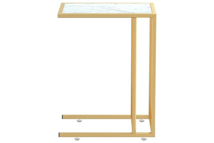 Sivupöytä läppärille valk. marmori 50x35x65 cm karkaistu las - Valkoinen - Lamppupöytä - Tarjotinpöytä & pikkupöytä