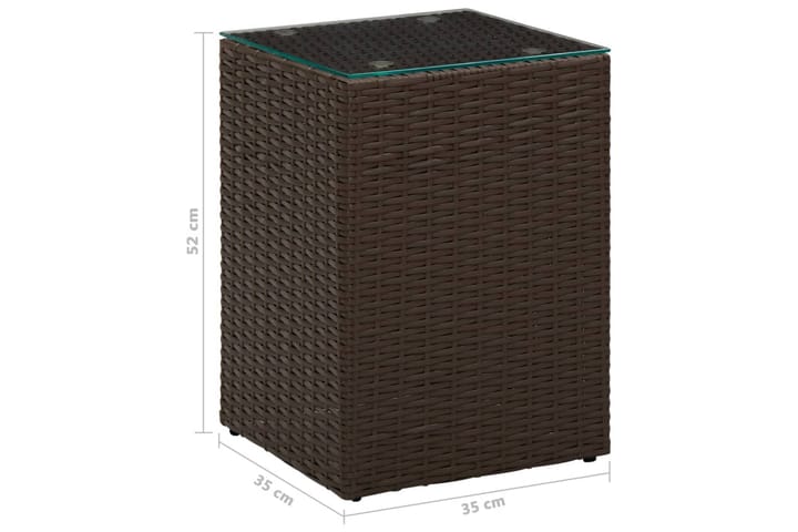 Sivupöytä lasipöytälevy ruskea 35x35x52 cm polyrottinki - Ruskea - Huonekalut - Pöytä & ruokailuryhmä - Apupöytä & sivupöytä - Lamppupöytä