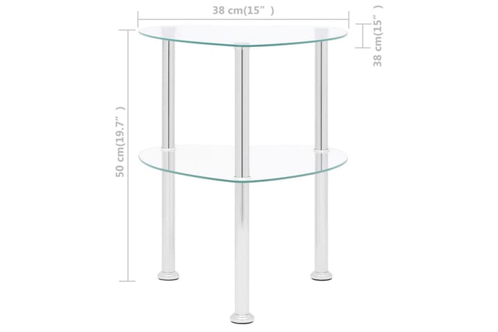Sivupöytä 2-tasoinen 38x38x50 cm Karkaistu lasi - Läpinäkyvä - Huonekalut - Pöytä & ruokailuryhmä - Apupöytä & sivupöytä - Tarjotinpöytä & pikkupöytä