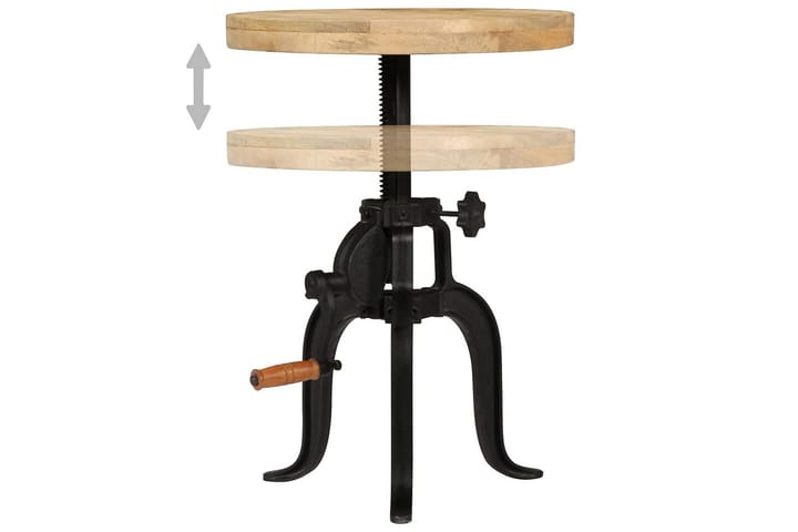 Sivupöytä 45x (45-62) cm täysi mangopuu ja valurauta - Ruskea - Lamppupöytä - Tarjotinpöytä & pikkupöytä