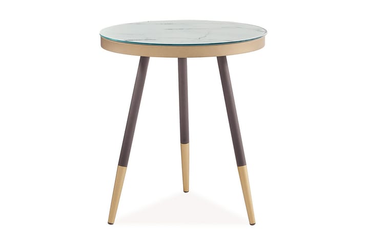 Sivupöytä Nagaram 45 cm Pyöreä - Lasi/Valkoinen/Musta - Tarjotinpöytä & pikkupöytä - Marmoripöydät - Lamppupöytä