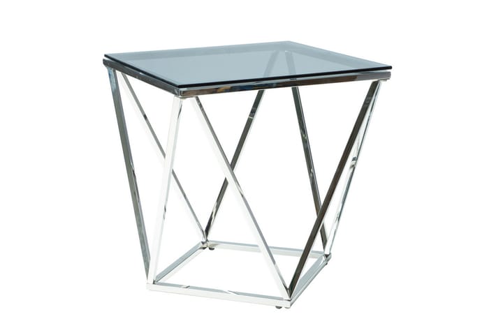 Sivupöytä Yealand 50 cm - Lasi/Hopea - Tarjotinpöytä & pikkupöytä - Marmoripöydät - Lamppupöytä - Peilipöytä - Kokoontaitettavat pöydät