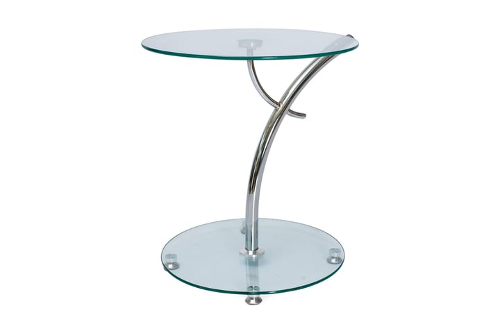 Sivupöytä Portella 50 cm Pyöreä - Lasi/Hopea - Tarjotinpöytä & pikkupöytä - Marmoripöydät - Lamppupöytä - Peilipöytä - Kokoontaitettavat pöydät