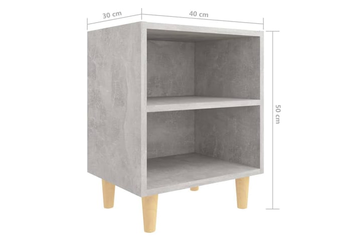 Yöpöydät täyspuiset jalat 2 kpl betoninharmaa 40x30x50 cm - Harmaa - Huonekalut - Pöytä & ruokailuryhmä - Apupöytä & sivupöytä - Yöpöytä