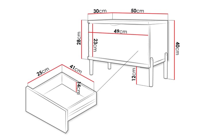 Yöpöytä Holmes 50 cm - Valkoinen - Huonekalut - Pöytä & ruokailuryhmä - Apupöytä & sivupöytä - Yöpöytä