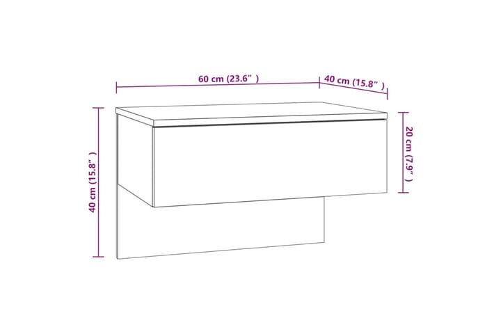 Seinäkiinnitettävä yöpöytä savutammi tekninen puu - Ruskea - Huonekalut - Pöytä & ruokailuryhmä - Apupöytä & sivupöytä - Yöpöytä