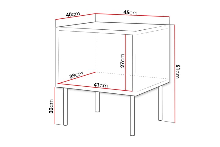 Yöpöytä Soublet 45 cm - Musta - Huonekalut - Pöytä & ruokailuryhmä - Apupöytä & sivupöytä - Yöpöytä