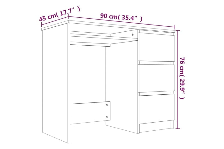 Työpöytä harmaa Sonoma 90x45x76 cm tekninen puu - Harmaa - Huonekalut - Pöytä & ruokailuryhmä - Apupöytä & sivupöytä - Yöpöytä