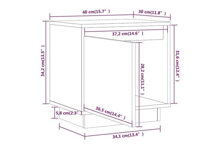 Yöpöydät 2 kpl 40x30x40 cm täysi mänty - Ruskea - Huonekalut - Pöytä & ruokailuryhmä - Apupöytä & sivupöytä - Yöpöytä