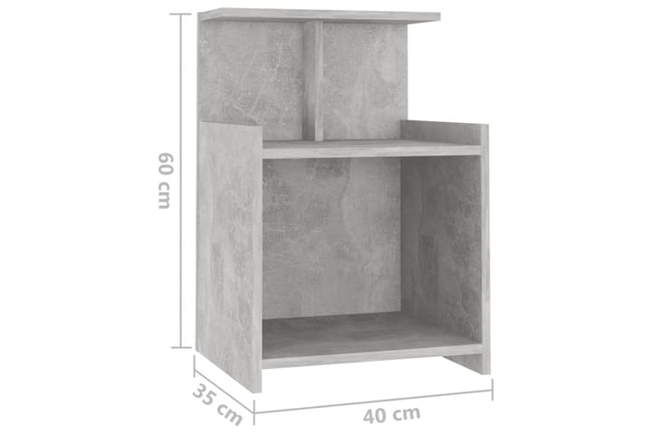 Yöpöydät 2 kpl betoninharmaa 40x35x60 cm lastulevy - Huonekalut - Pöytä & ruokailuryhmä - Apupöytä & sivupöytä - Yöpöytä