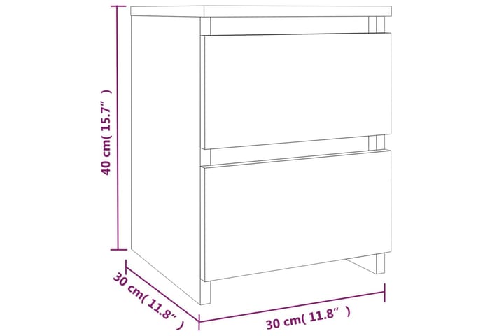 Yöpöydät 2 kpl harmaa sonoma 30x30x40 cm tekninen puu - Harmaa - Huonekalut - Pöytä & ruokailuryhmä - Apupöytä & sivupöytä - Yöpöytä