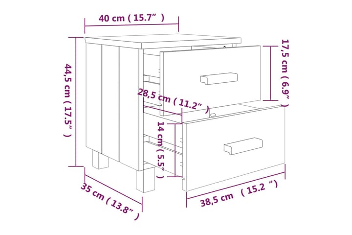 Yöpöydät 2 kpl hunajanruskea 40x35x44,5 cm täysi mänty - Ruskea - Huonekalut - Pöytä & ruokailuryhmä - Apupöytä & sivupöytä - Yöpöytä