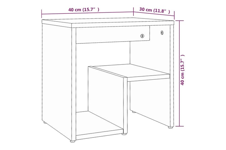 Yöpöydät 2 kpl ruskea tammi 40x30x40 cm tekninen puu - Ruskea - Huonekalut - Pöytä & ruokailuryhmä - Apupöytä & sivupöytä - Yöpöytä