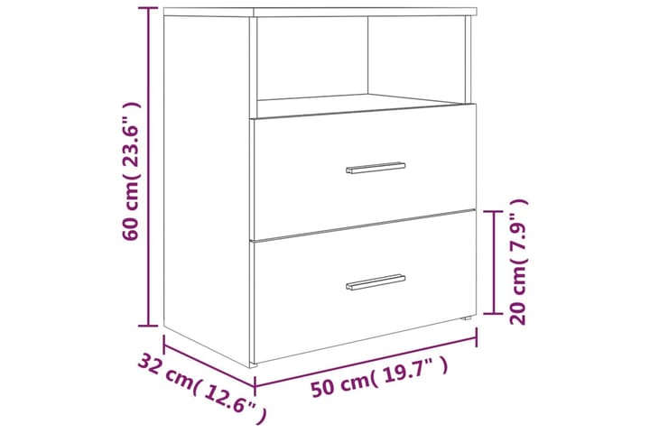 Yöpöydät 2 kpl ruskea tammi 50x32x60 cm - Ruskea - Huonekalut - Pöytä & ruokailuryhmä - Apupöytä & sivupöytä - Yöpöytä